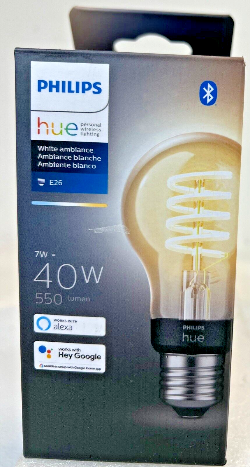 Philips Hue White Ambiance Filament A19 Bluetooth Smart LED Bulb - E26