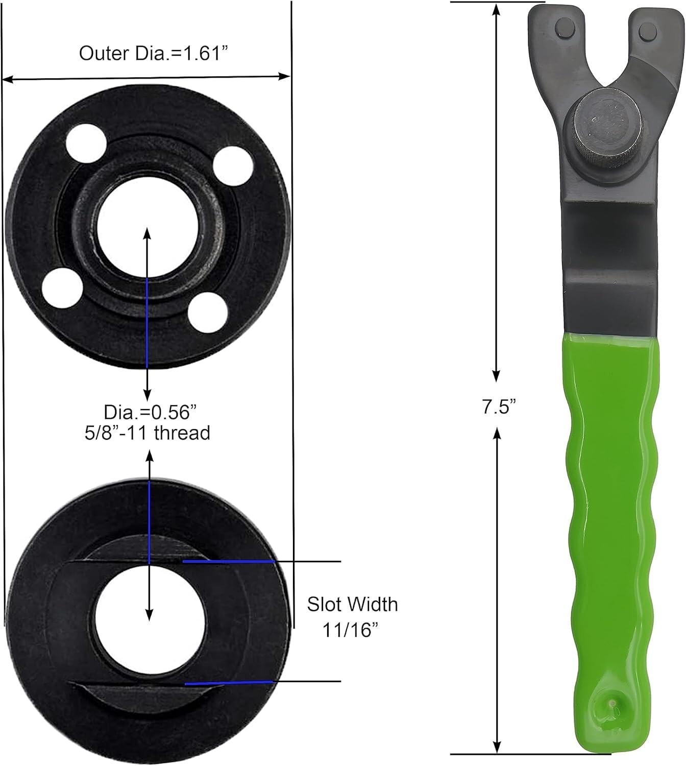 5/8"-11 Angle Grinder Extension Shaft Connecting Rod with Grinder Adjustable
