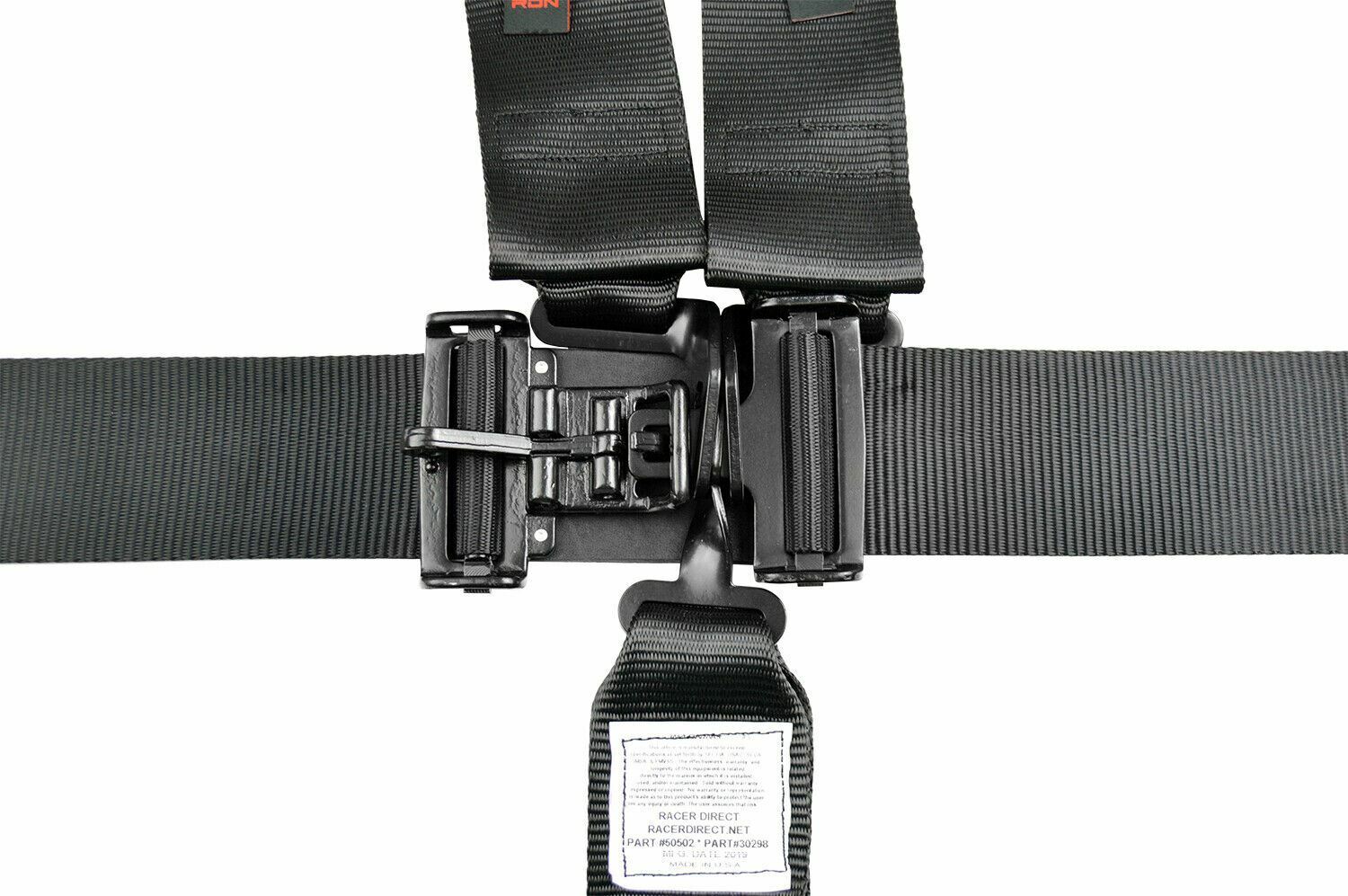 PRO STOCK SFI 16.1 APPROVED 5 POINT HARNESS LATCH TYPE BLACK V ROLL BAR MOUNT