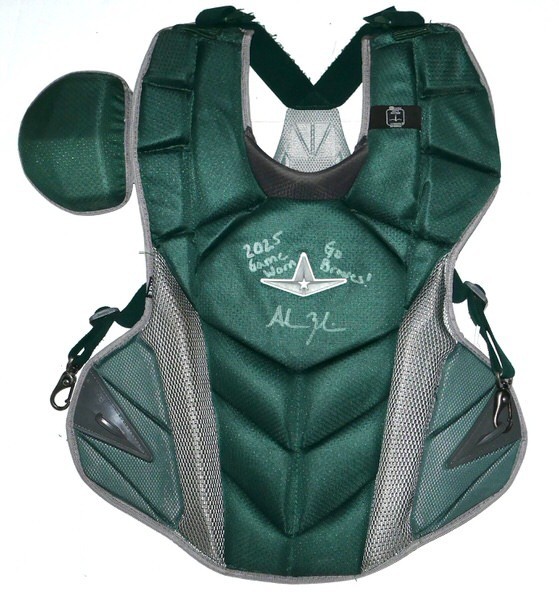 ADAM ZEBROWSKI 2025 COLUMBUS CLINGSTONES GAME WORN ALL-STAR MVP CHEST PROTECTOR