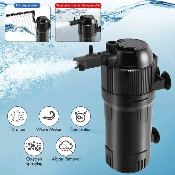 5-IN-1 Internal Aquarium Fish Tank UV Sterilizers Filter Submersible Water Pump