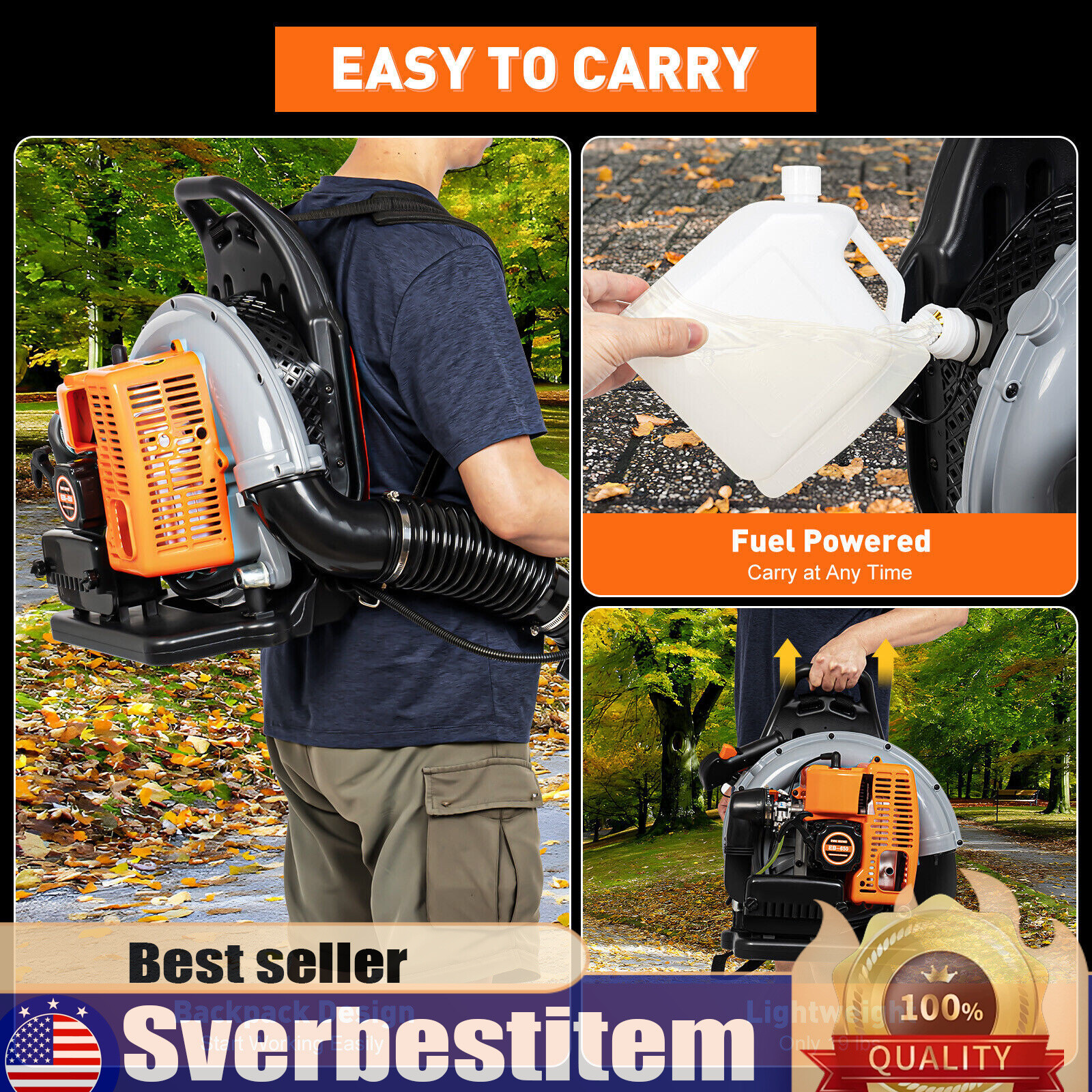 2024 New Upgraded 63CC 2-Stroke 850CFM 4.3HP Commercial Backpack Gas Leaf Blower