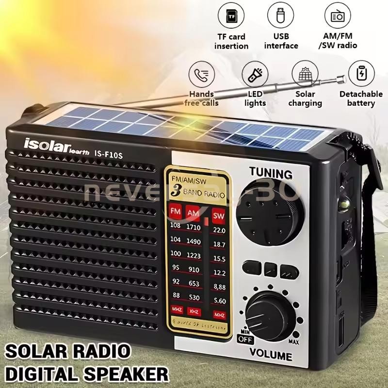 Solar Portable FM/AM SW Radio Digital Bluetooth Speaker MP3 Player Rechargeable