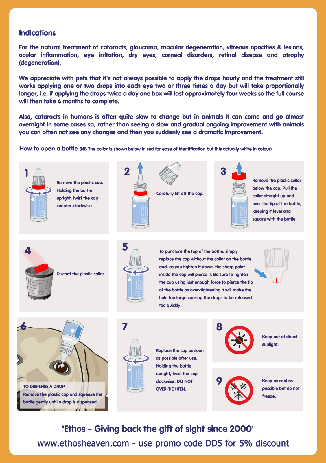 Dog Eye Drops for Cataracts Ethos Pets Bright Eyes 1 x Box 10ml FREE POSTAGE