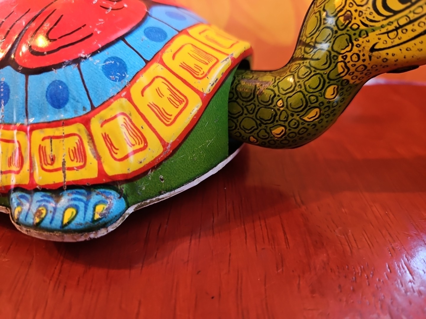 Vintage Antique Tin Toy Wind Up Chein Person Rides Giant Turtle Tortoise Display