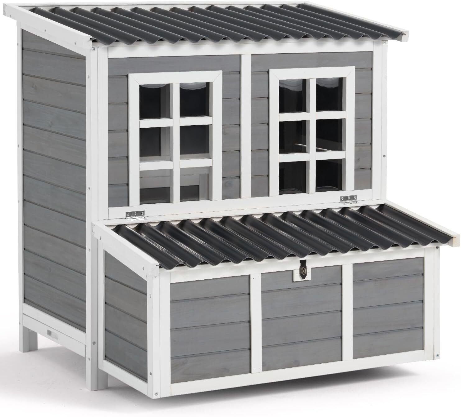 Wooden Chicken Coop 40" for 4-6 Chickens with 3 Lockable Nesting Boxes Hutch