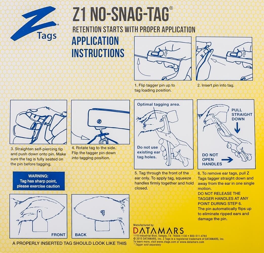 Z Tag Blank Calf ID tag, White, short neck, 25/pk