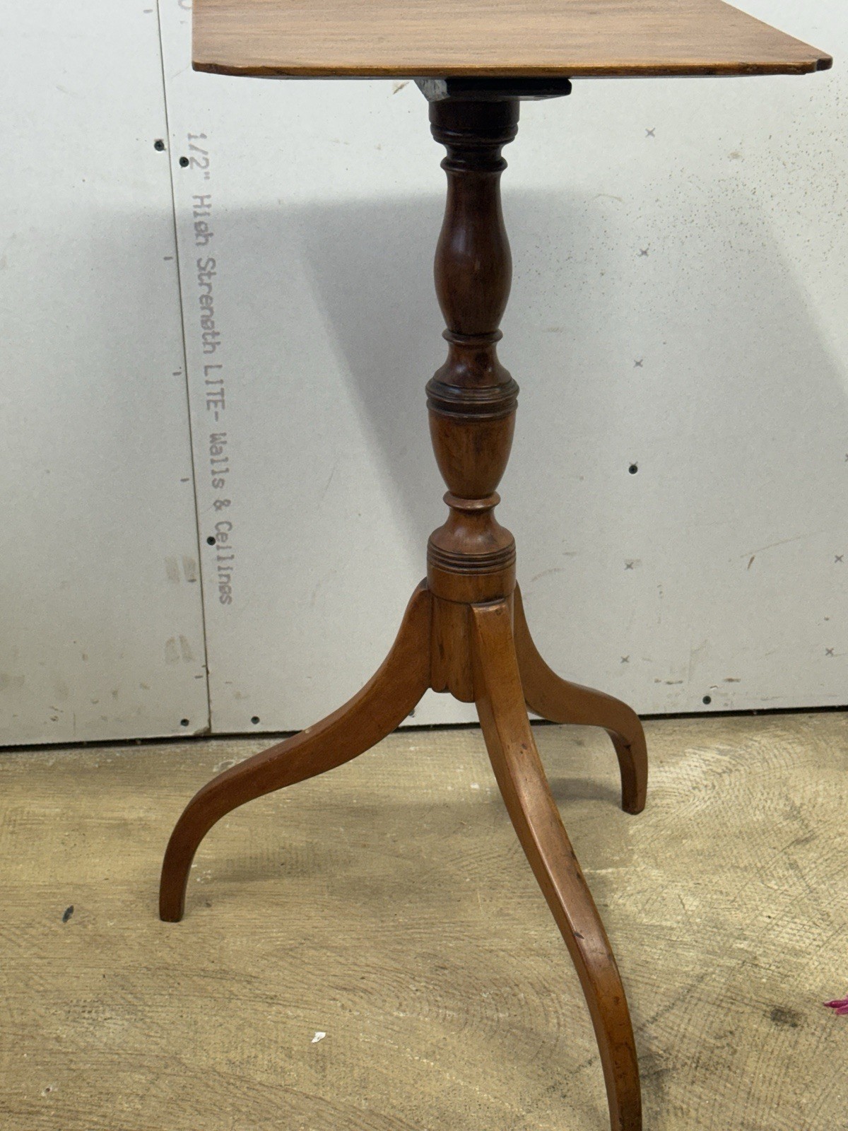 Antique New England maple federal cherry candle stand 1810 spider legs