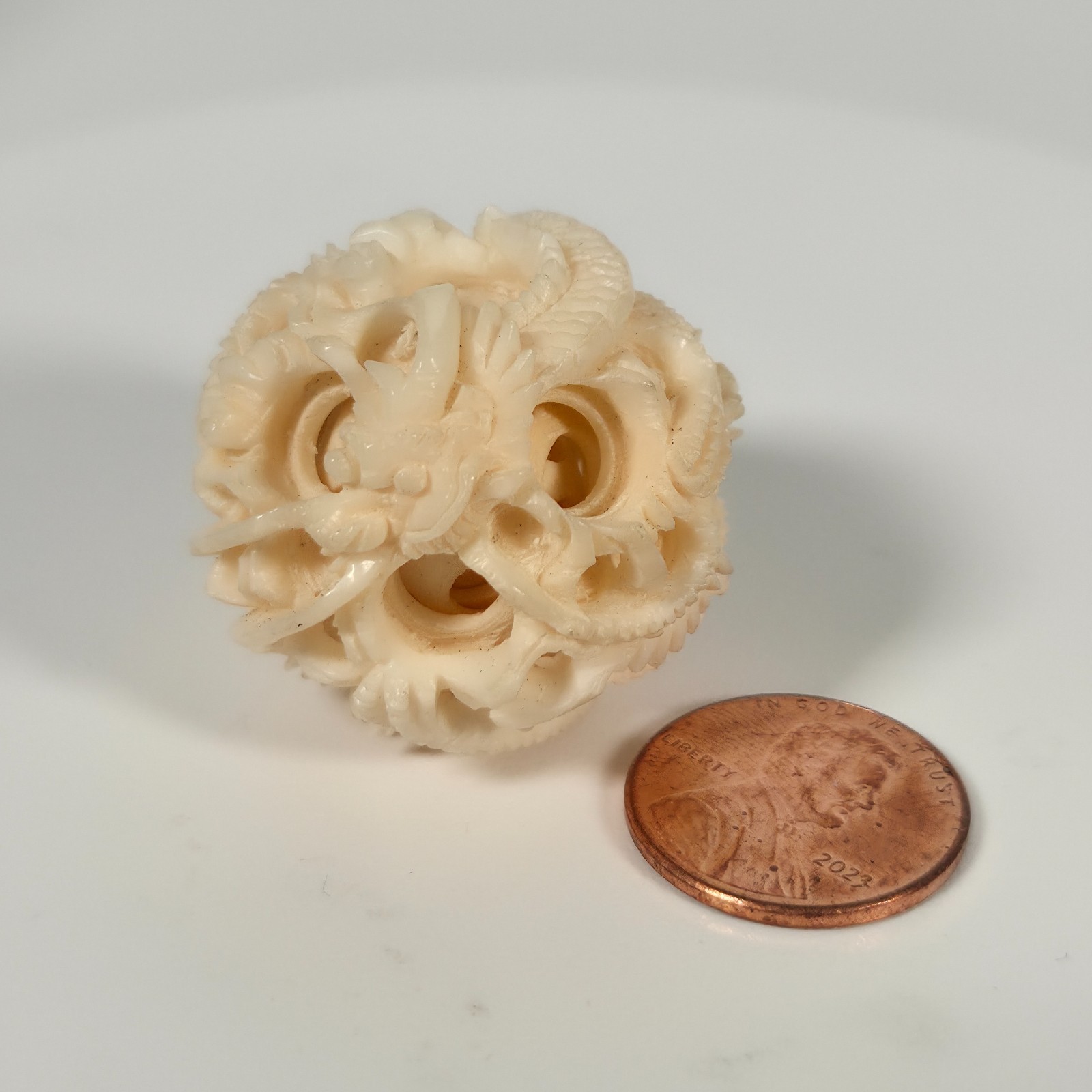 Small 1-1/4" Chinese Carved 3-Layer Dragon Ball