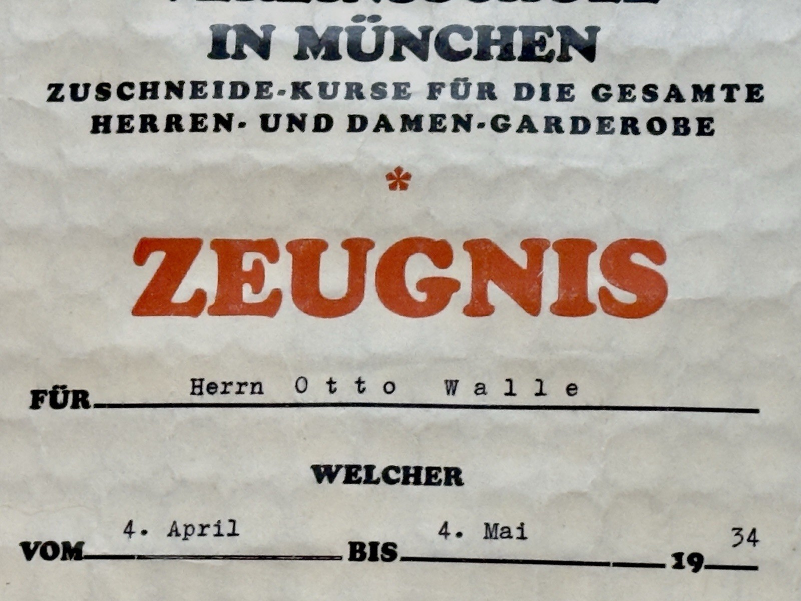 German Tailor Certificate Lot 1934–1941 Munich Meister Sewing Documents