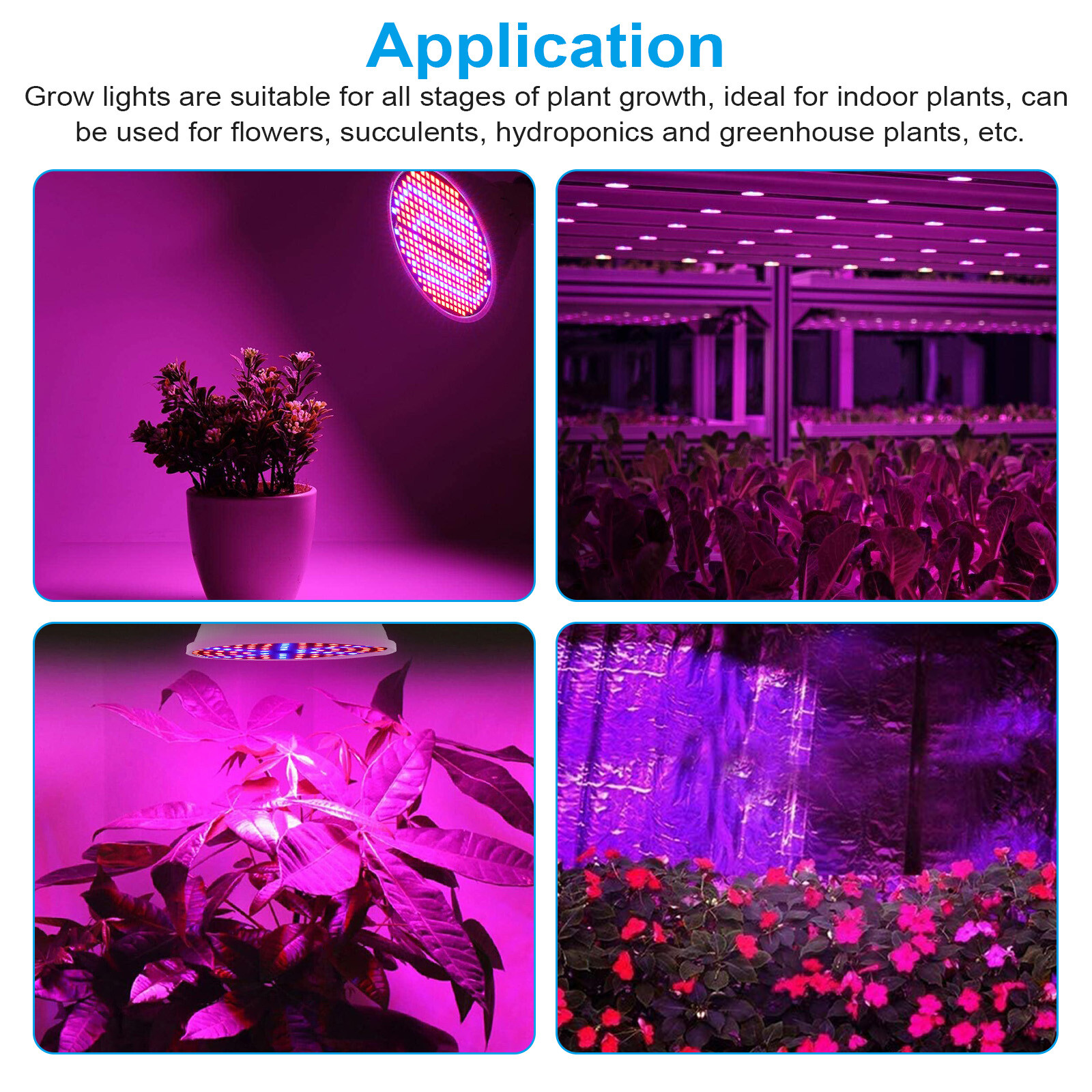 300LED Grow Light Bulb Full Spectrum Light for Indoor Plants Flowers Veg Growing