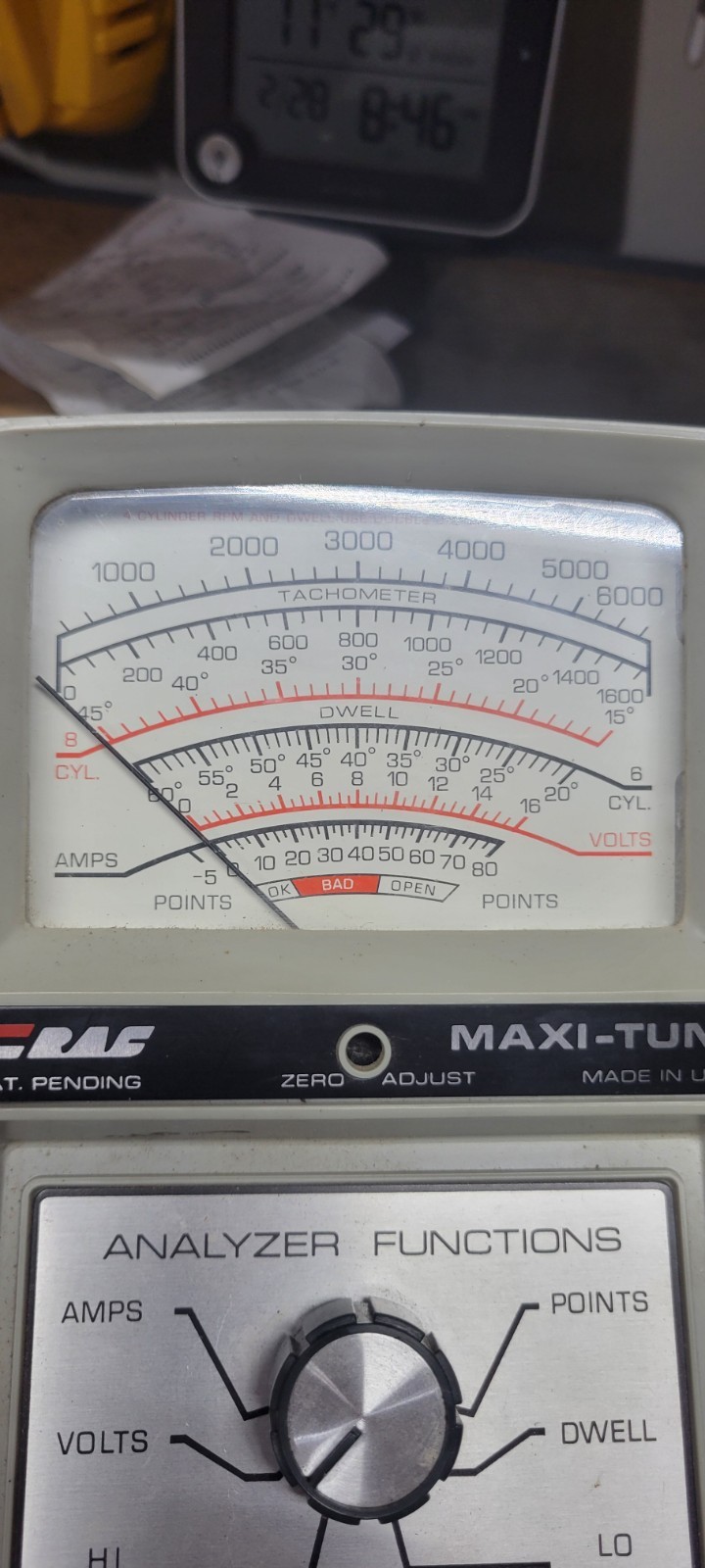 Vtg RAC MAXI-TUNE 4-8 CYL Engine IGNITION ANALYZER Dwell VOLT POINTS RPM