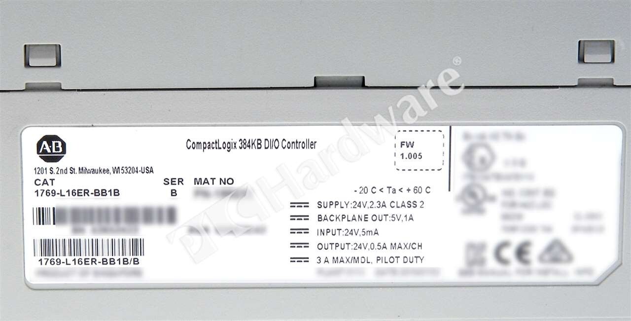 Allen Bradley 1769-L16ER-BB1B /B CompactLogix 5370 L1 E-Net Processor 32-P I/O