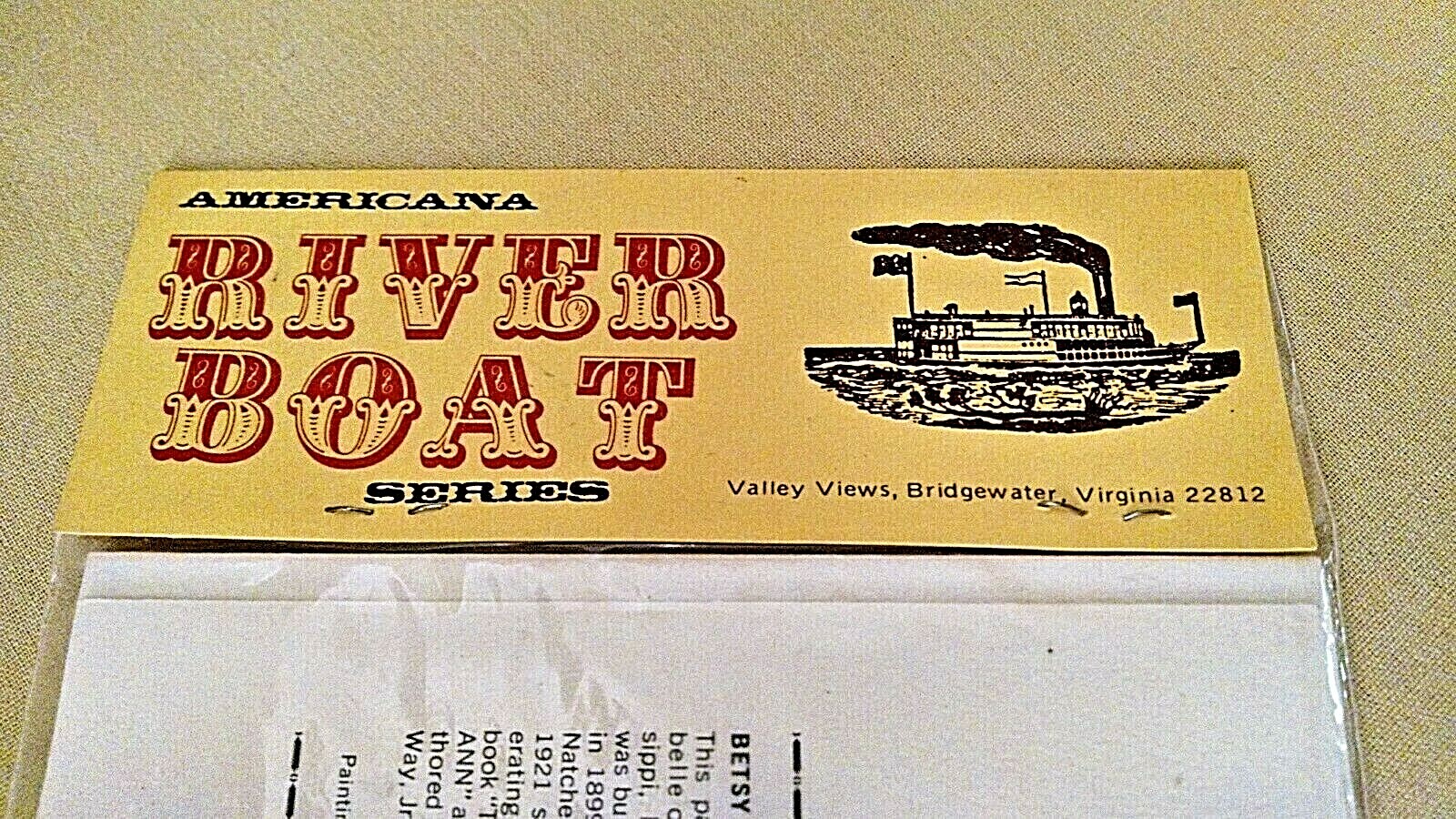 RIVERBOAT NOTE PAPER SET 4 CARD ENV WILLIAM E REED SENATOR CORDILL BETSY ANN.