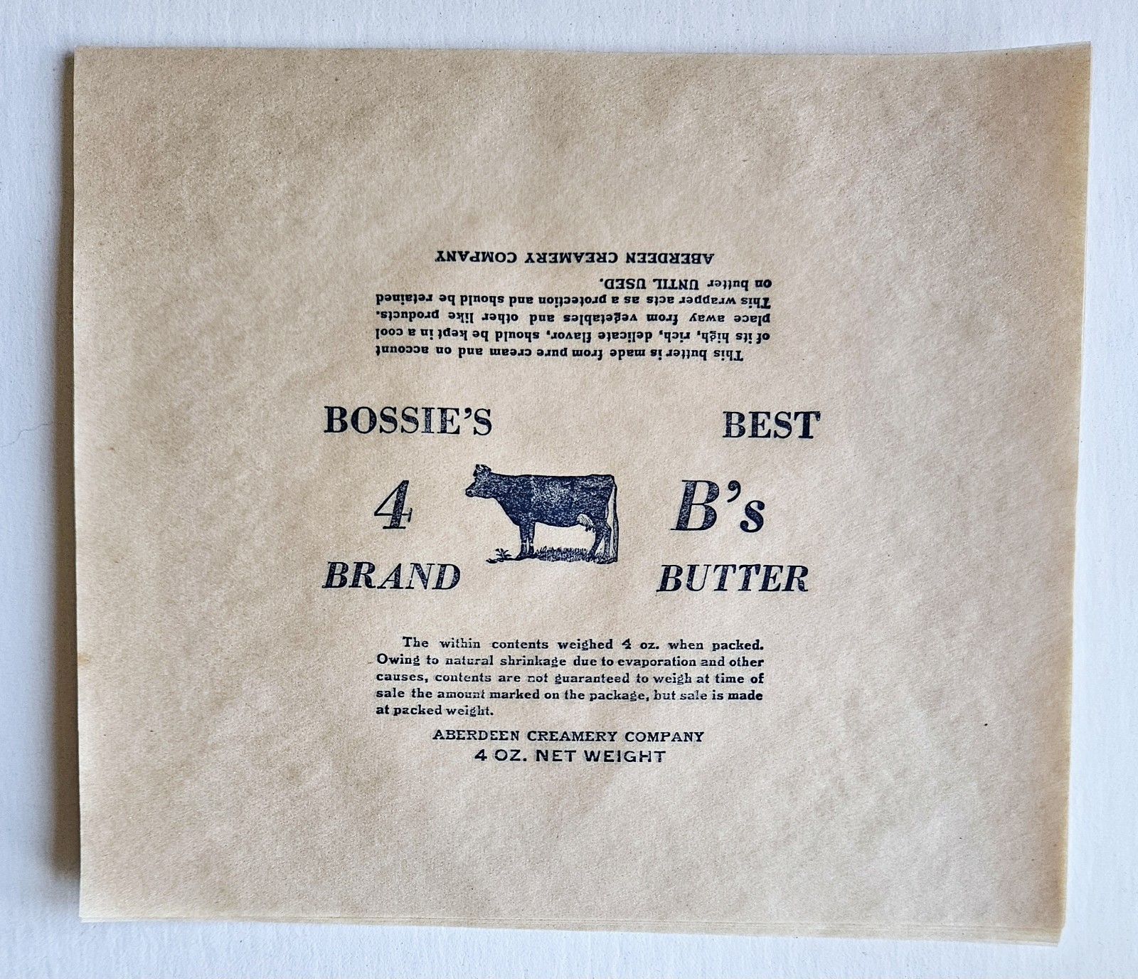 Vintage 1920s Bossie’s Best Butter Box + 10 Wrappers Aberdeen AL. Unused