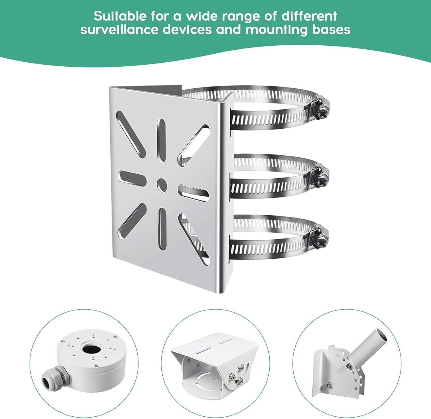 3 Loops Stainless Steel Corner Mount Bracket for IP CCTV Security Cameras