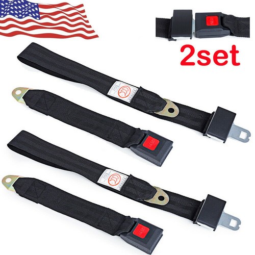 2PCS Seat Belt 2 Point Adjustable Retractable Car Single Seat Lap Universal Lap