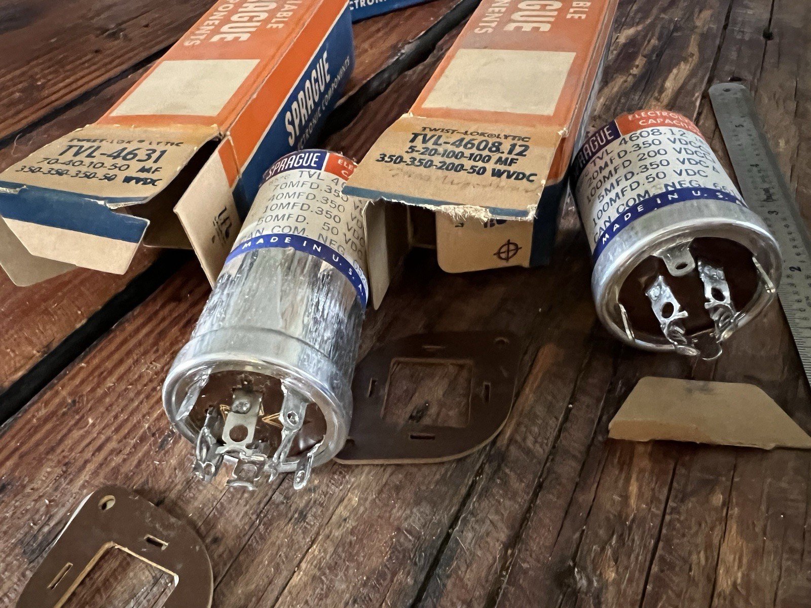 Lot of 4 Vintage NOS Sprague Twist Lok Electrolytic Capacitor Cans TVL