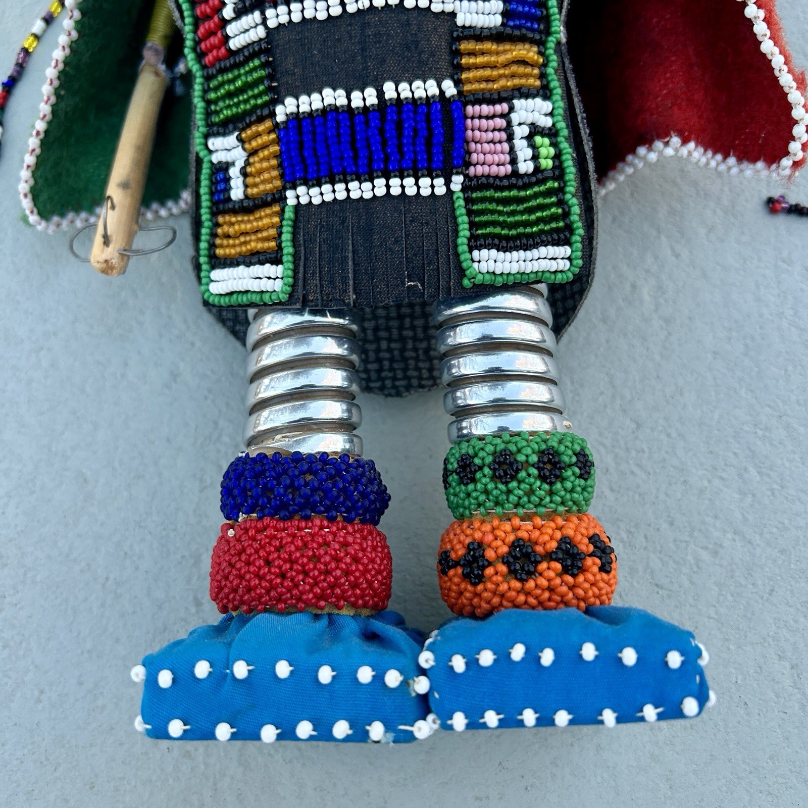 Ndebele Beaded Fertility Doll with Neck Rings South Africa 1990s Vintage 15¼″