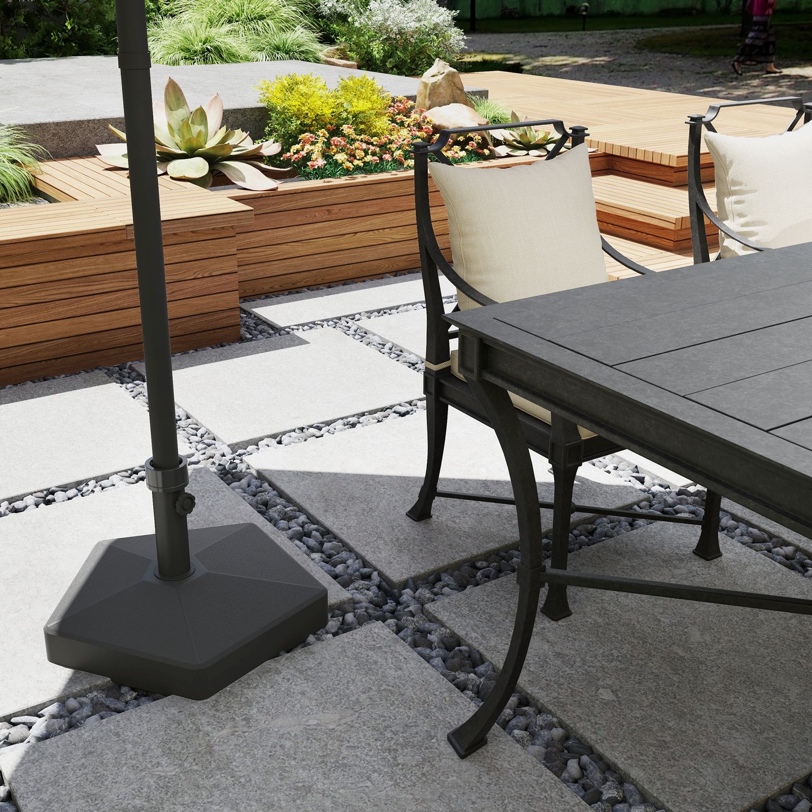 Outdoor Patio Umbrella Base Stand Heavy Duty Fillable 42lbs Garden Pool Black