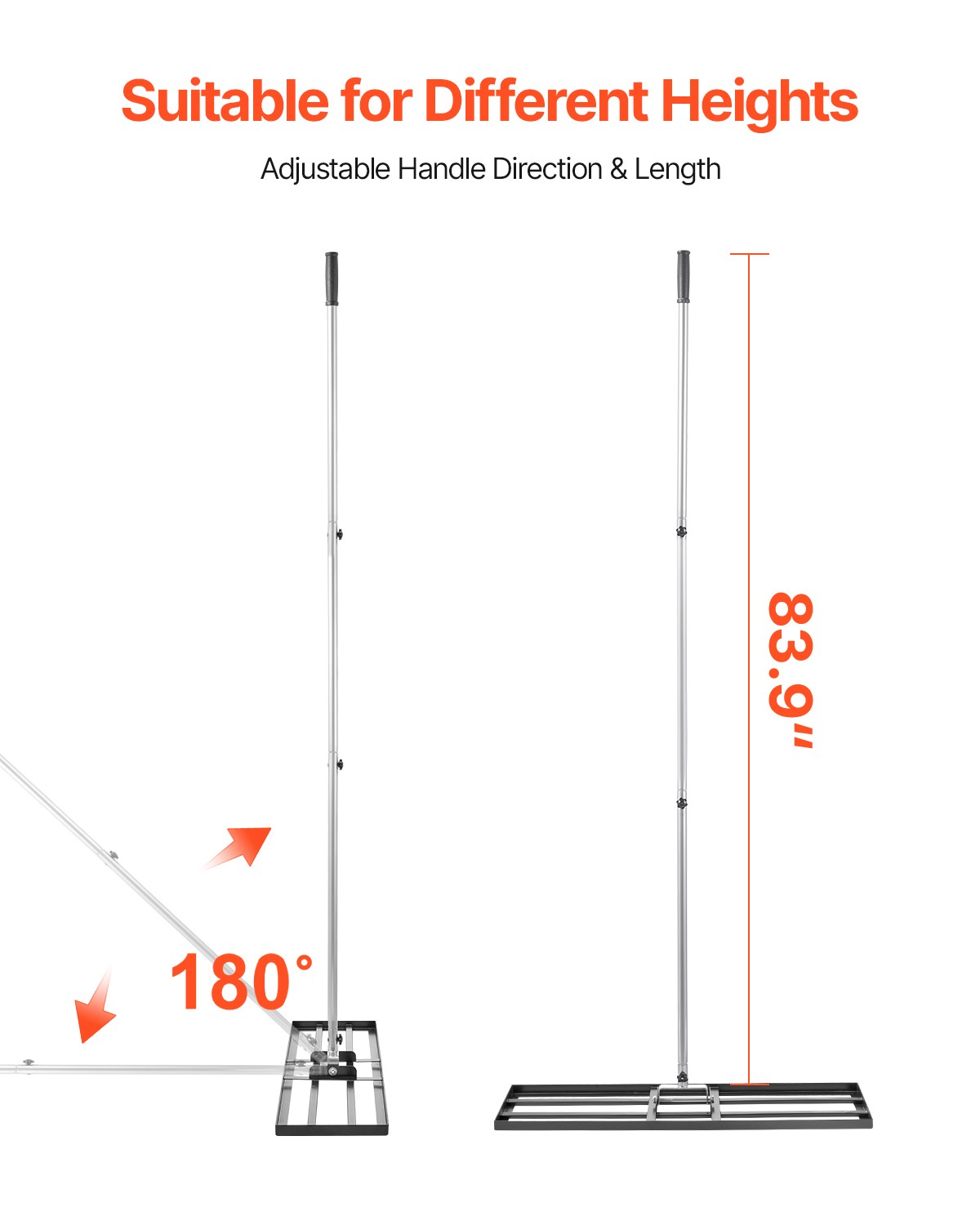 10x36in Lawn Leveling Rake Heavy Duty 83.9in Adjustable Handle for Yard & Garden