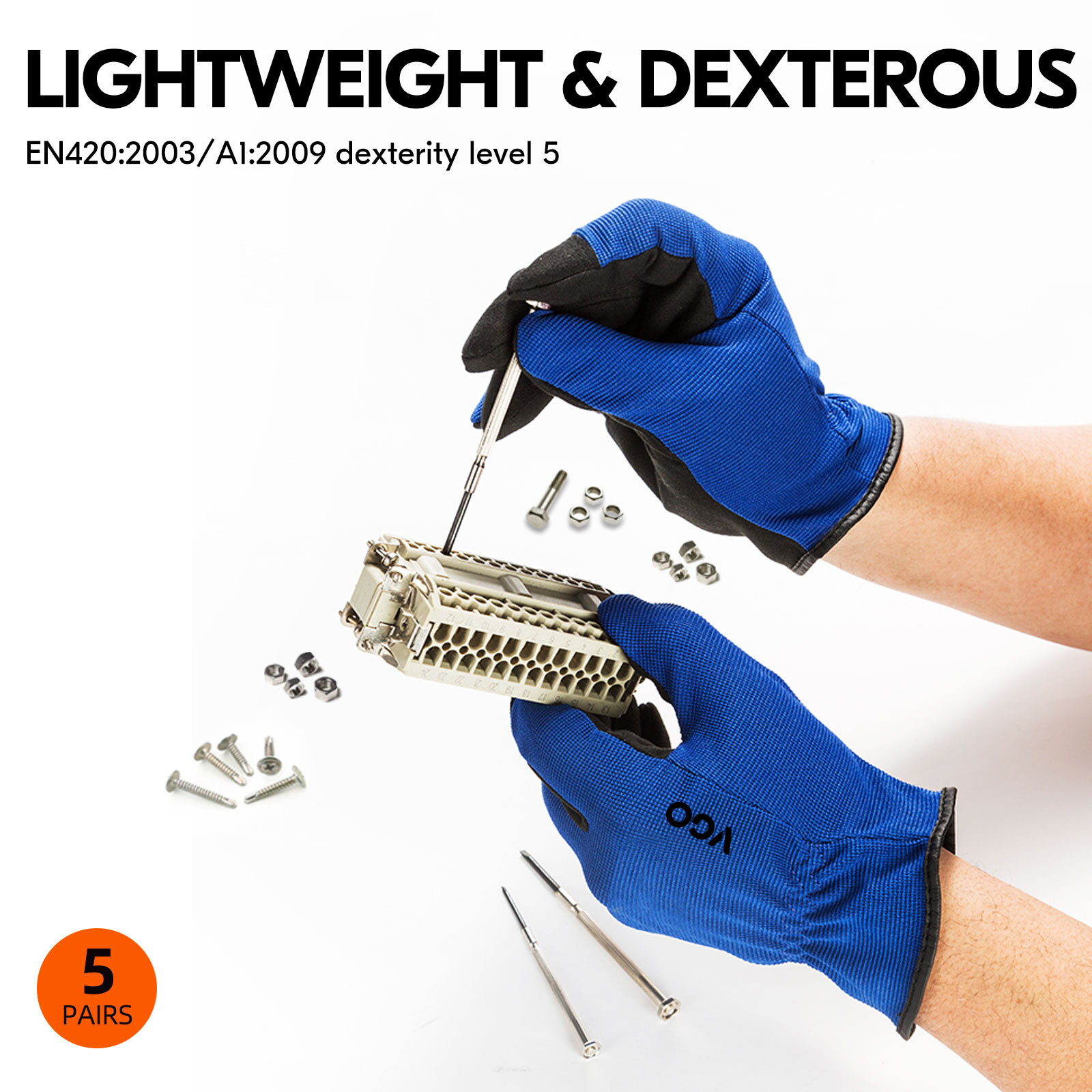 Vgo 5 Pairs Multifunctional Light Duty Work Gloves,Garden Gloves(AL8736)