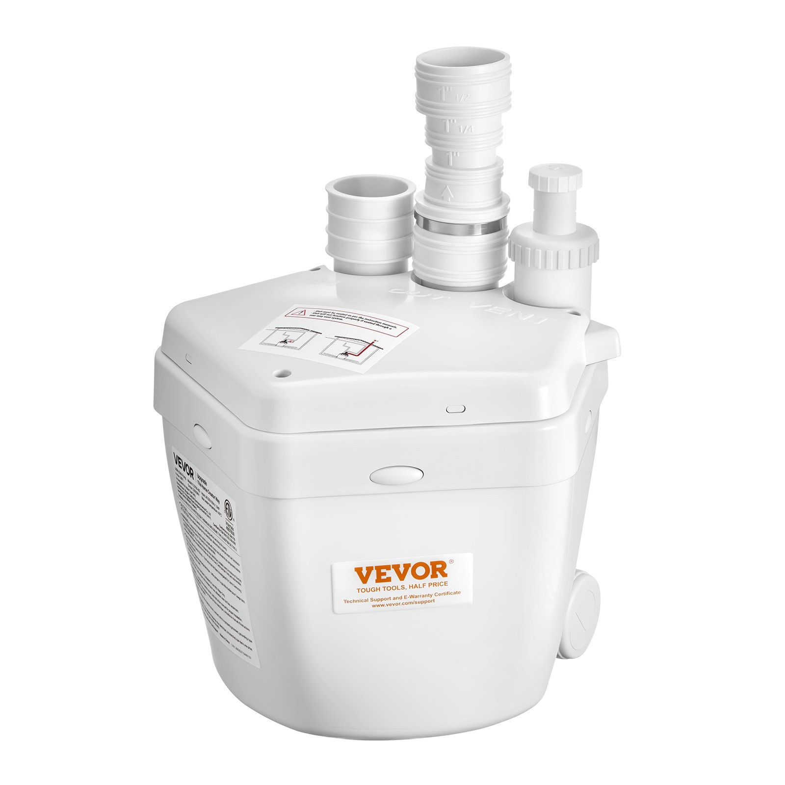 VEVOR Utility Sink Pump 1 HP 2200 GPH Under Sink Pump 36 ft with 3 Water Inlets