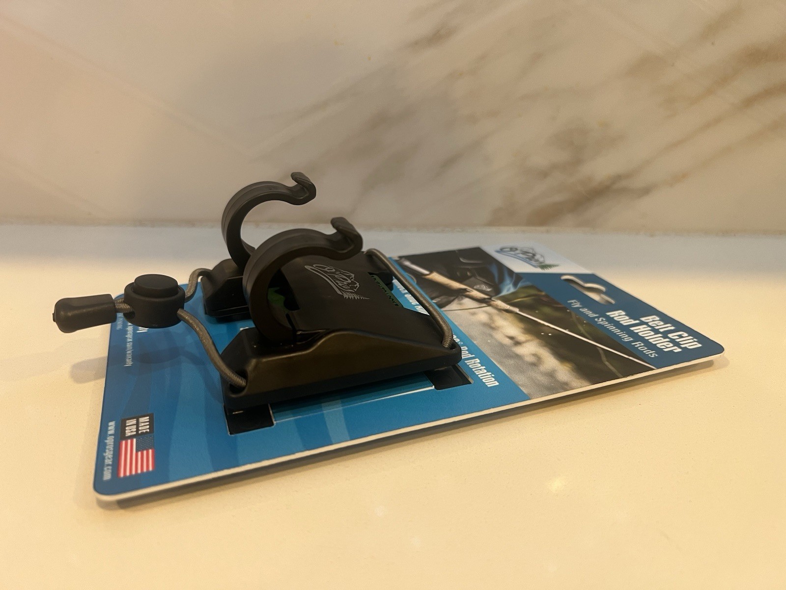 O'PROS BELT CLIP FLY ROD HOLDER W/ SLIDE LOCK, WAIST BELT CLIP-HANDS FREE!