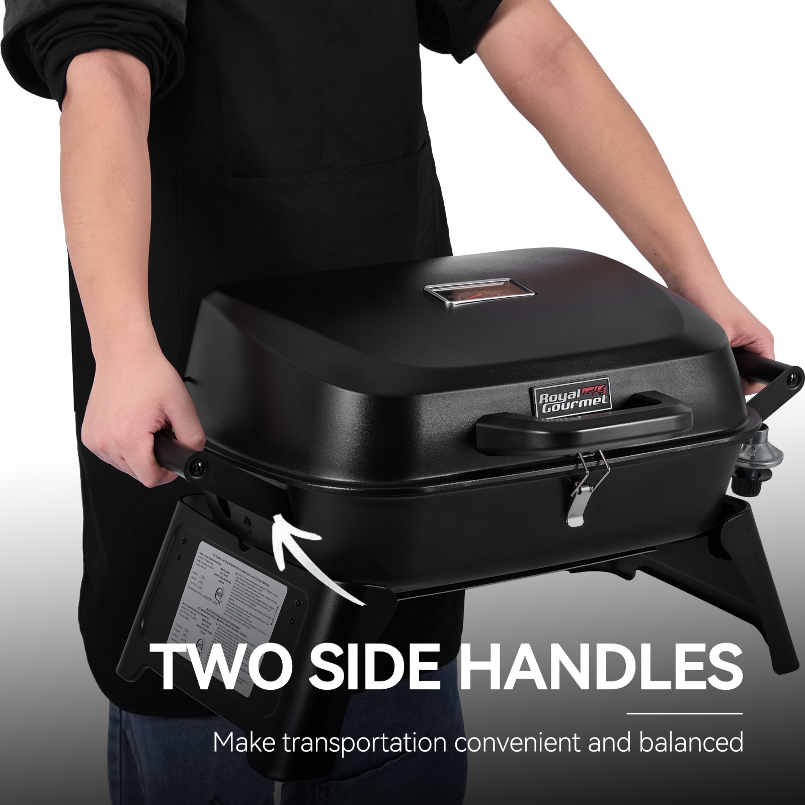 Royal Gourmet Tabletop Propane Gas Grill with Travel Locks/Folding Leg Black