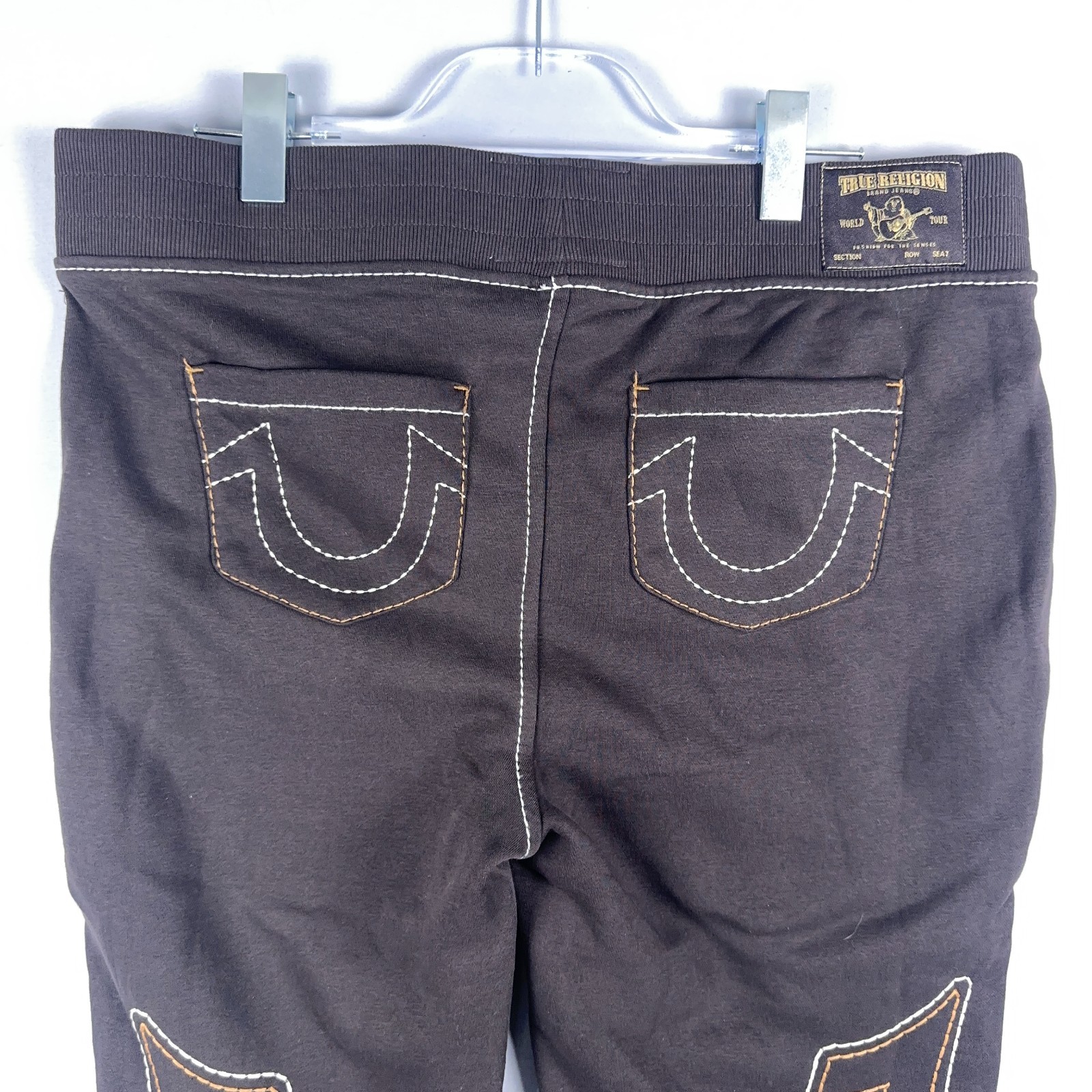 True Religion Flare Sweat Pants Joey Mid Rise Big T Black Women Size XL