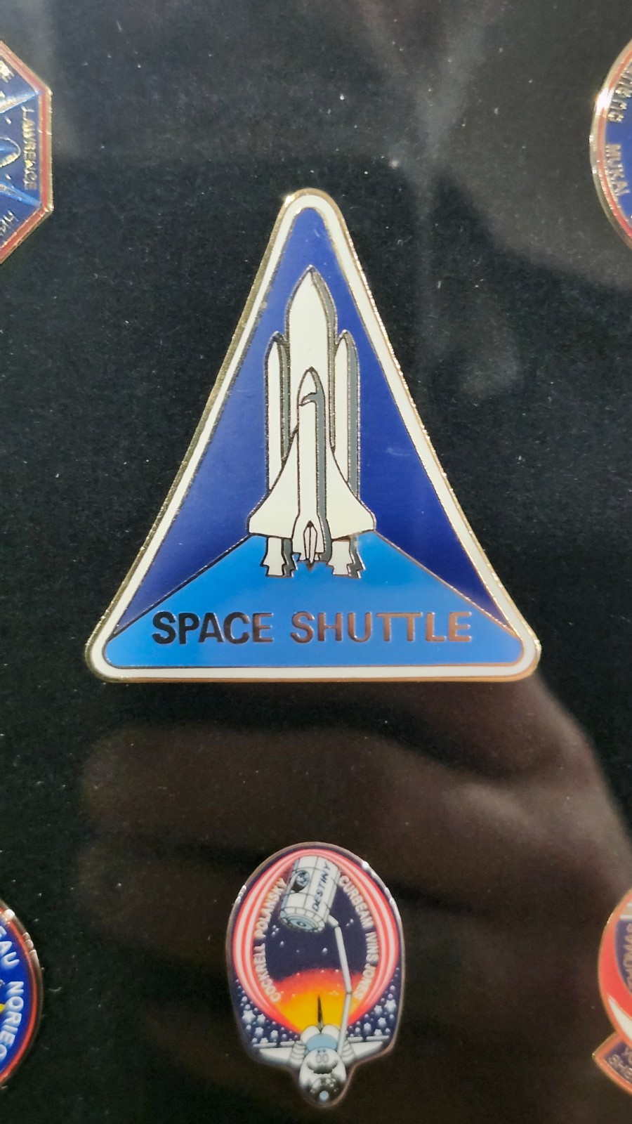 rare Winco framed collection of NASA "Excellance in Space" insignia pins