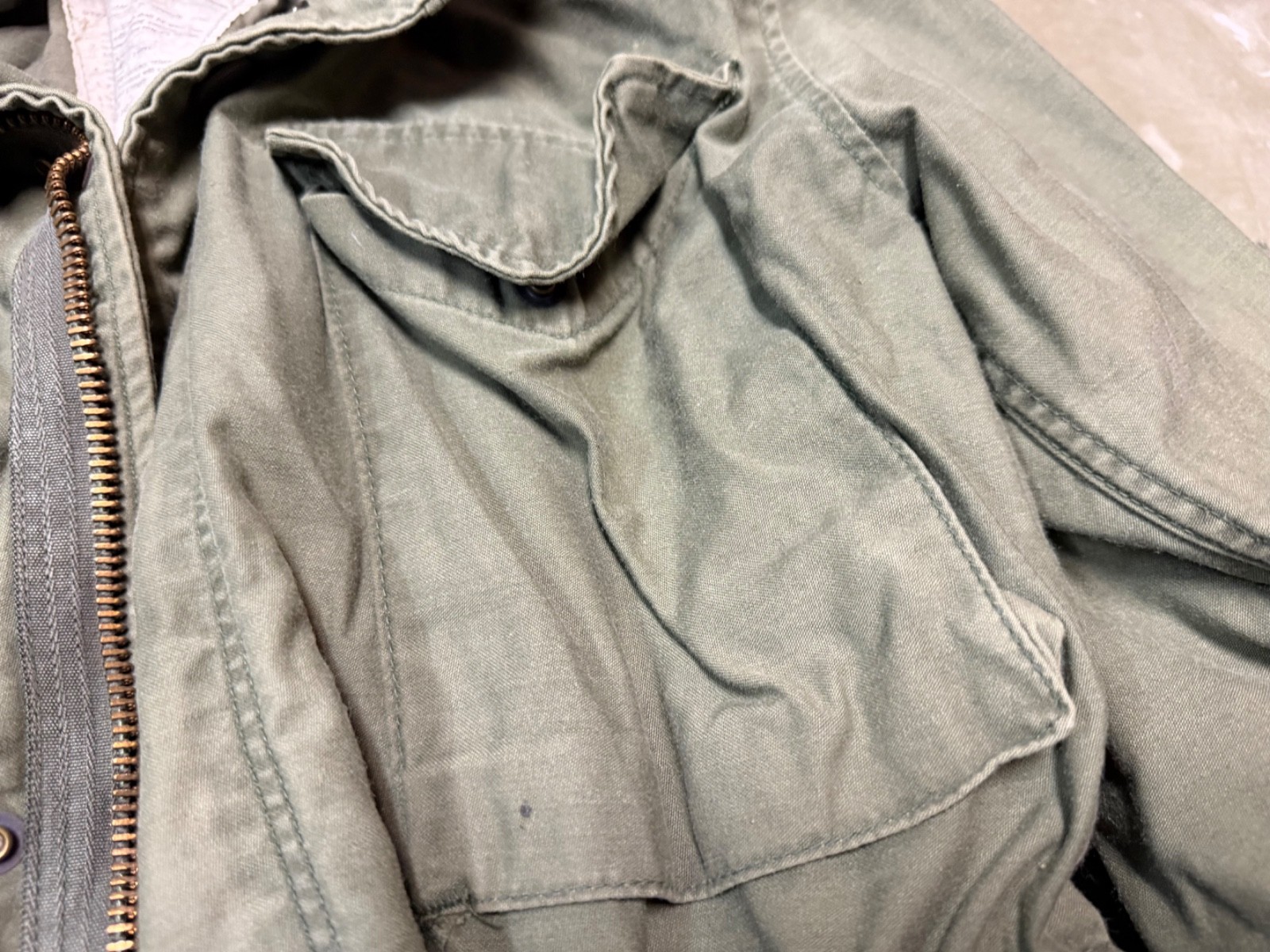 ORIGINAL VIETNAM WAR US ARMY OG-107 COLD WEATHER PARKA-SMALL SHORT