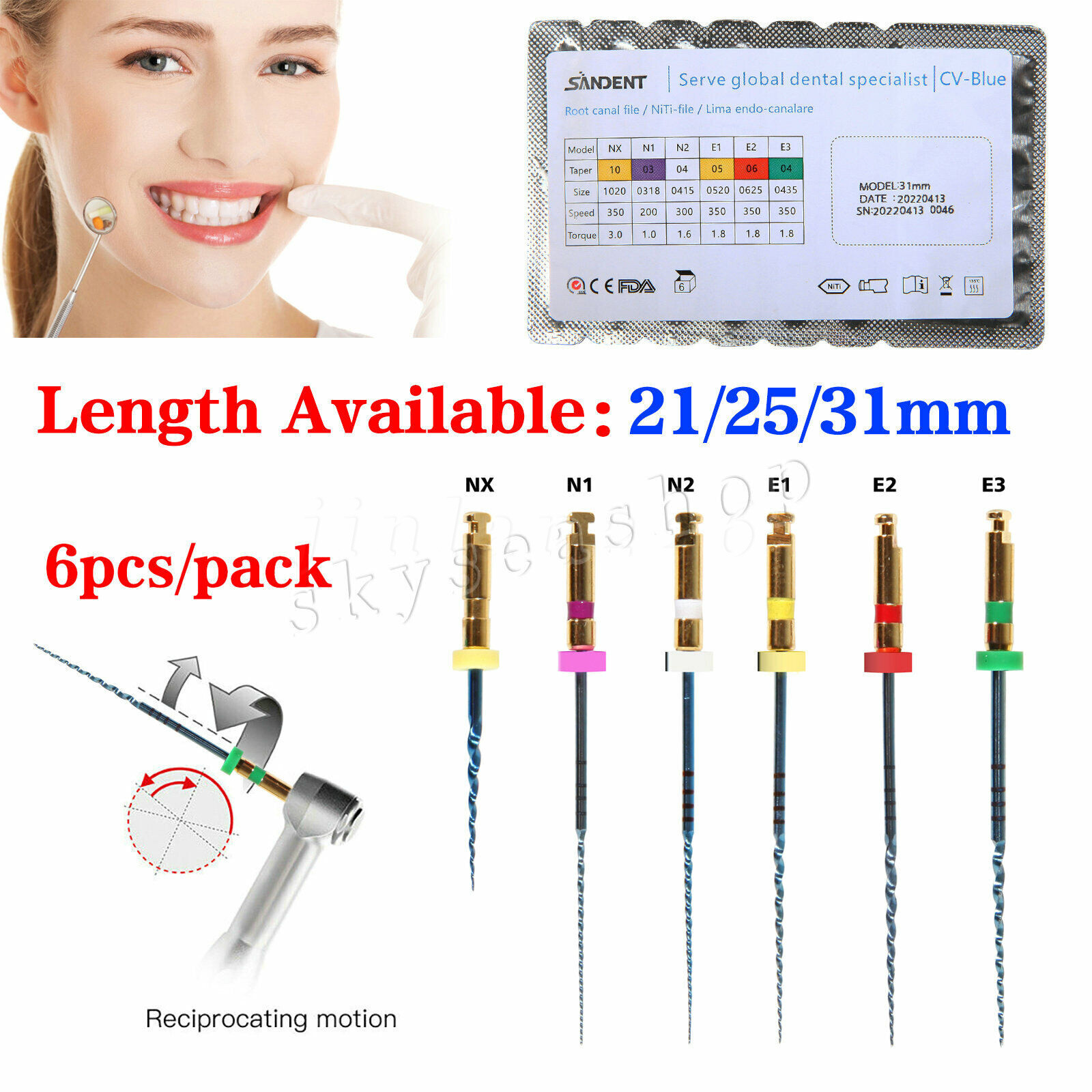 Endo Rotary Files SX-F3 X-Pro Gold Taper Files X3 Pro Gold Niti Files 21/25/31mm