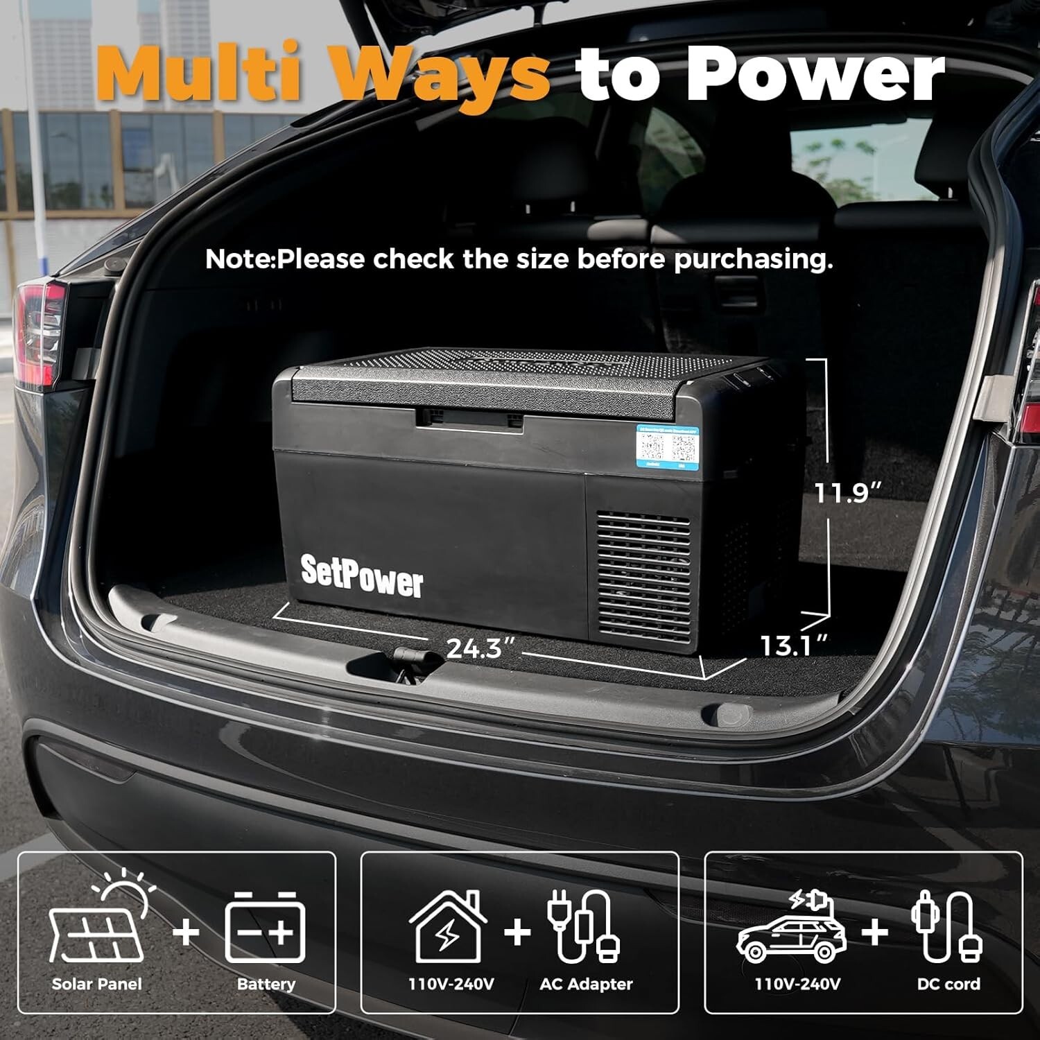 Setpower RF20 12V Portable Refrigerator with PG216WH Battery Pack for camping