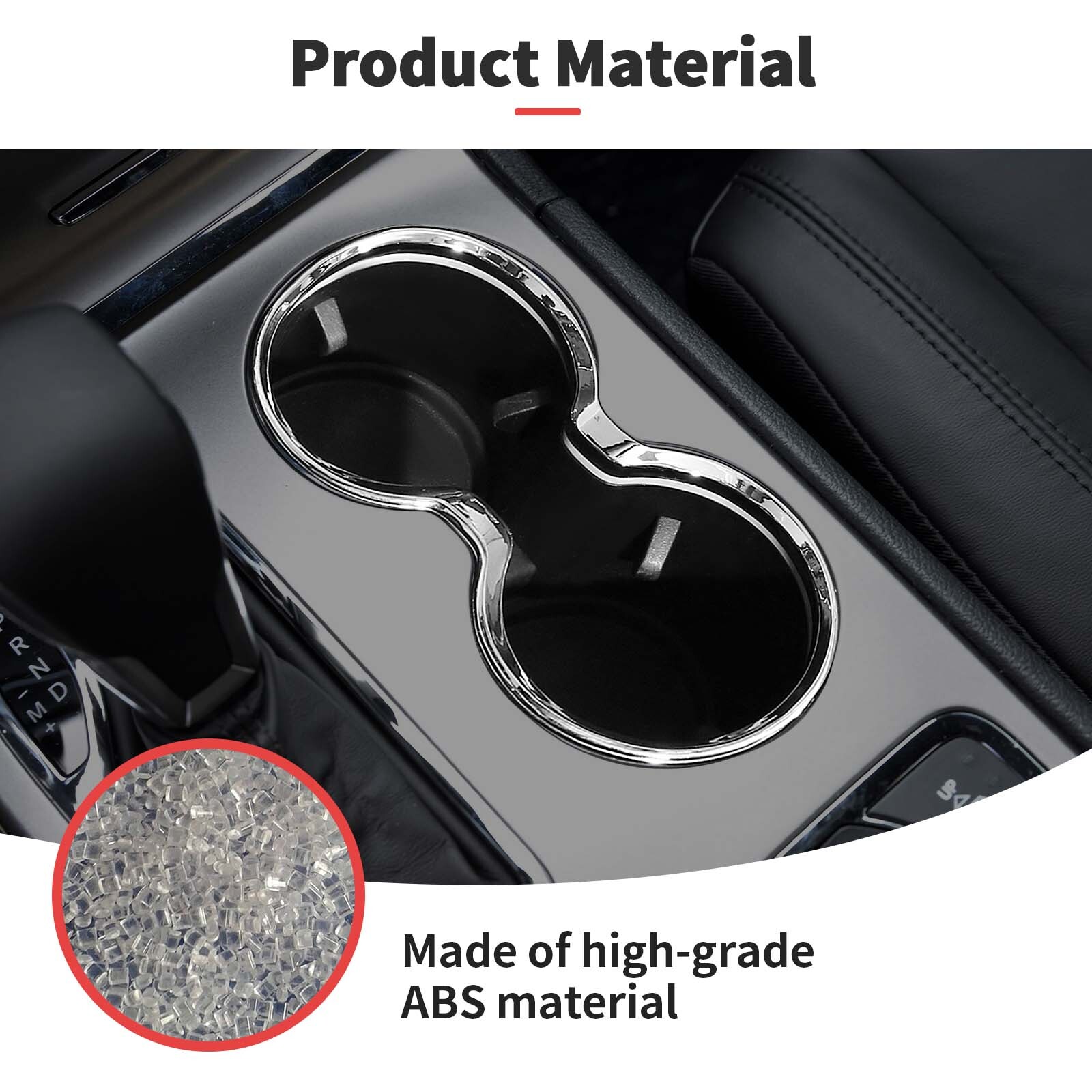 Fit for Jeep Grand Cherokee 2011-2021 Front Cup Holder Frame Cover Trim (Chrome)