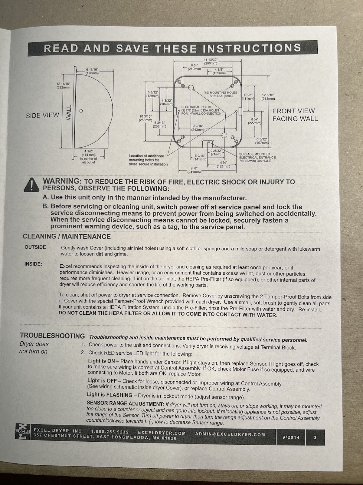 XLERATOR CHROME HAND DRYER XL-C NO TOUCH WALL MOUNT BATHROOM EXCEL XL SB METAL