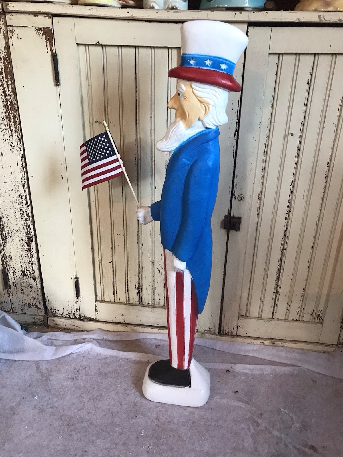 Blow Mold Nostalgic American Uncle Sam With Flag Made In America Union Products