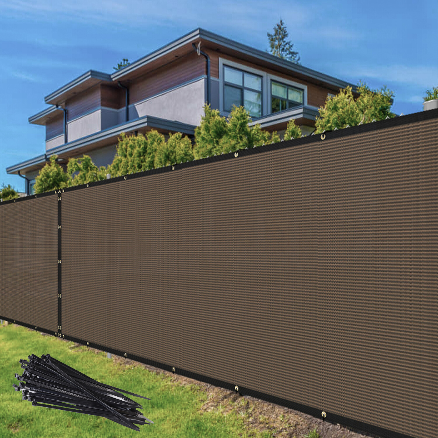 4' 5' 6' 8' Tall Fence Privacy Screen Windscreen Brown Shade Mesh Cover Garden
