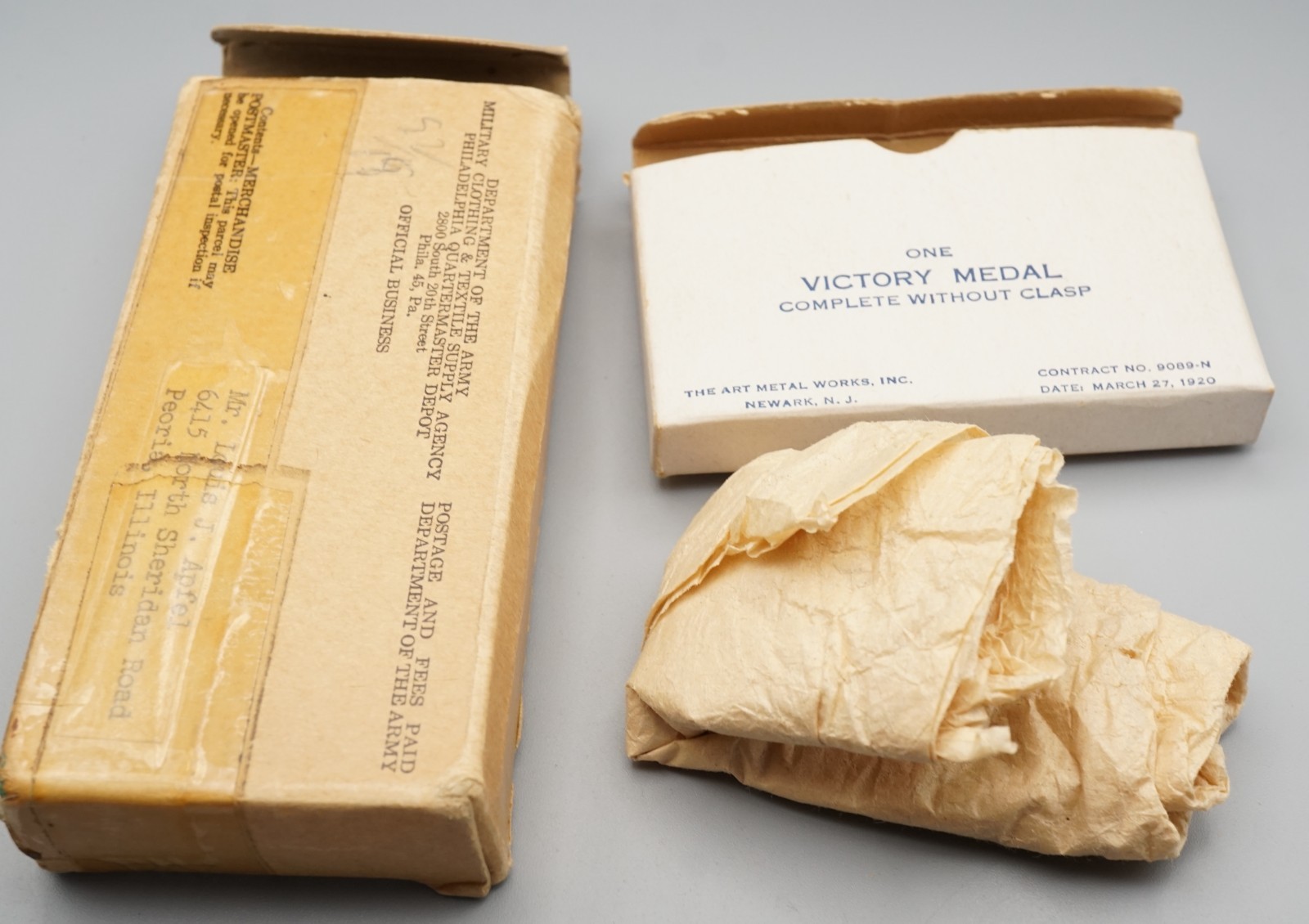 WWI Army Victory Medal W/ Original Box & Packaging SUPER RARE NOS NEW OLD STOCK