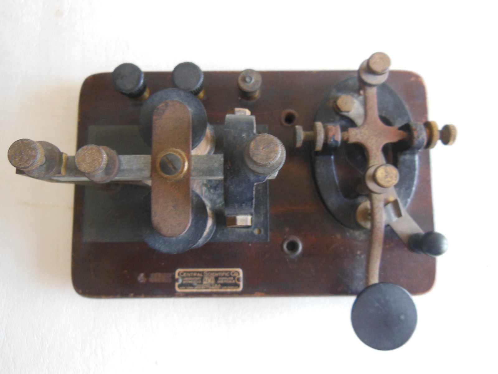 Antique Brass Telegraph Key & Sounder Set on Wood Base | Morse Code Railroad Ste