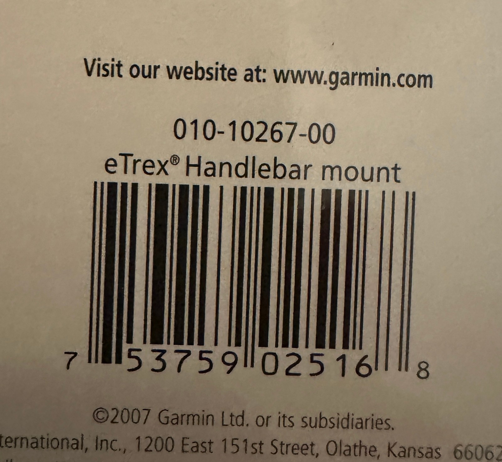 Garmin Handlebar Mount for eTrex GPS Units 1" Clamp Diameter 010-10267-00 - NEW