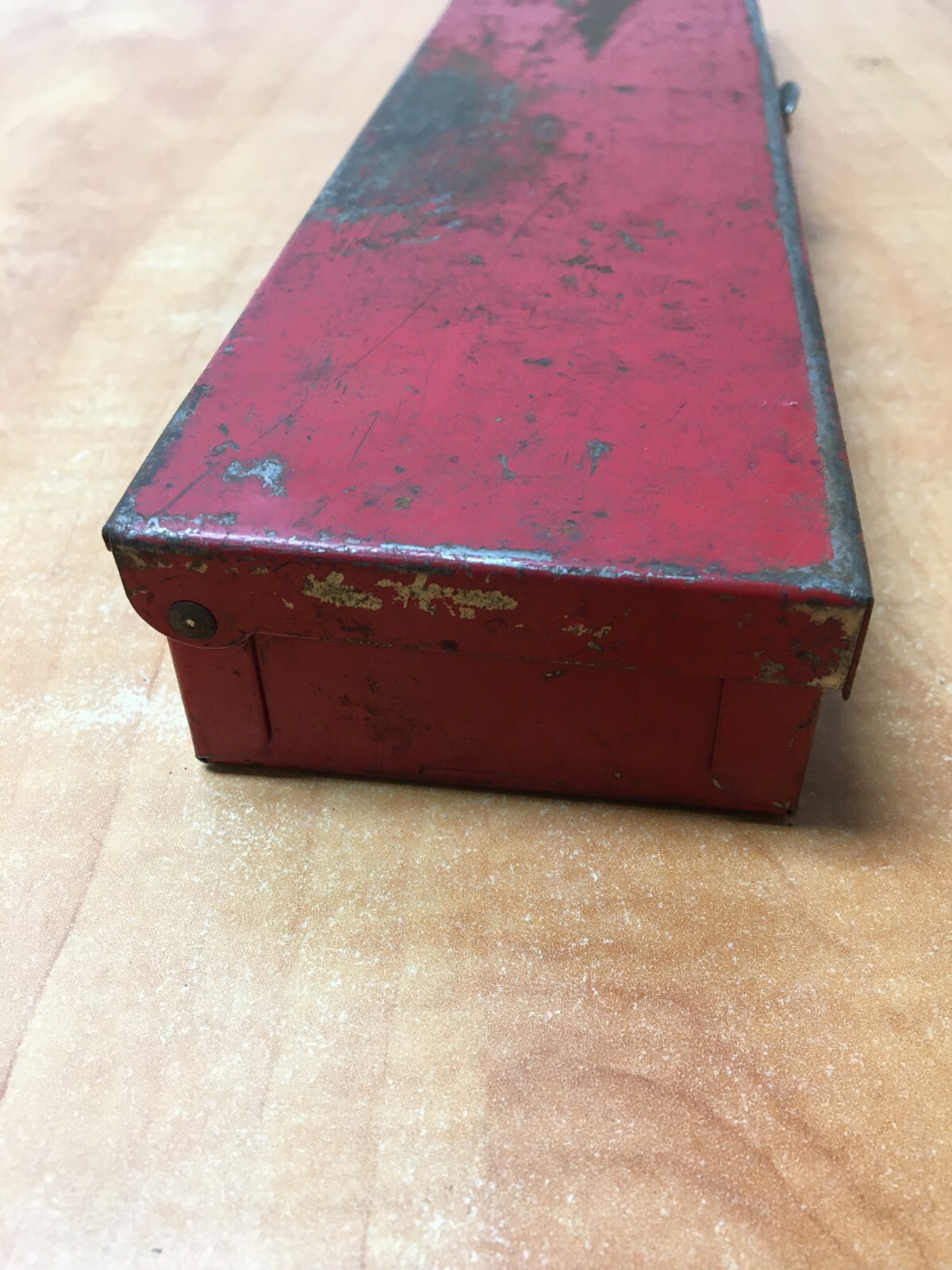 Vintage Husky Tool USA Red Metal Socket Case 15" x 3.25" x 1.5"