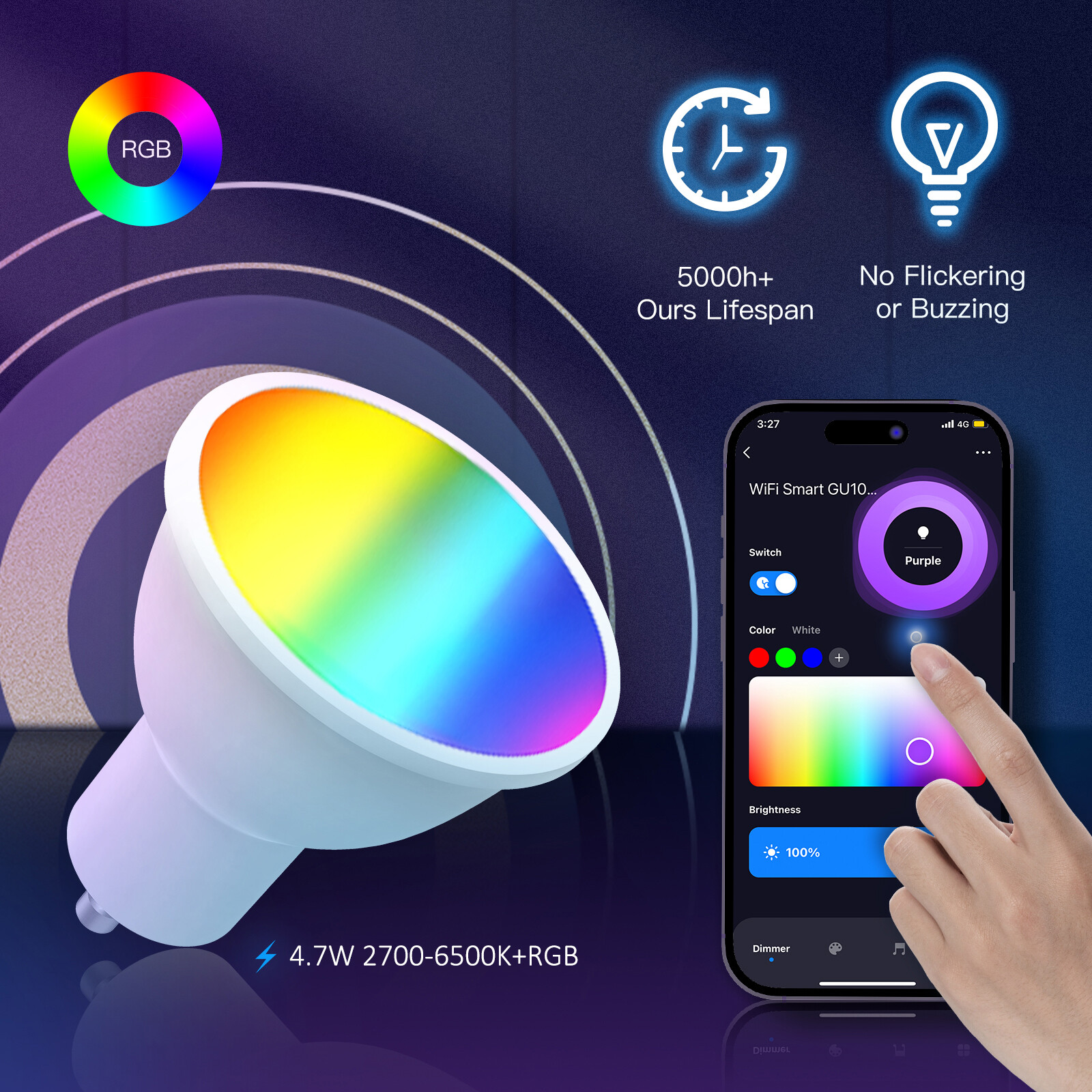 MOES WiFi GU10 Smart LED Light Bulbs RGB C+W Dimmable Lamps 5W Alexa Google APP