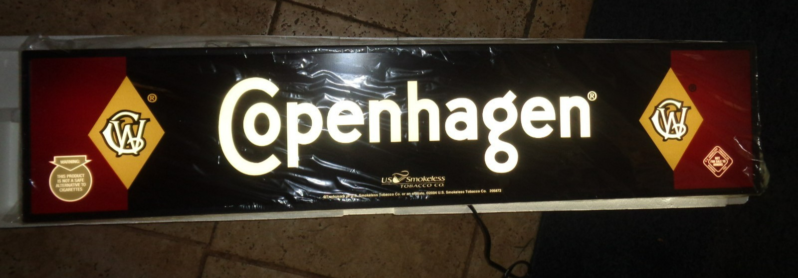 COPENHAGEN CHEWING TABACCO LIGHT UP SIGN - ORIGINAL - 34 X 7.5 BRAND NEW COOL