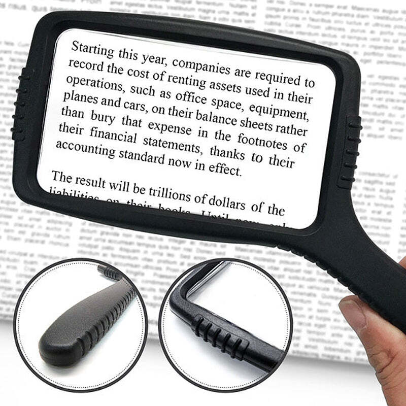 4X Large Handheld Magnifying Glass with Comfort Grip & Shattered Proof Design