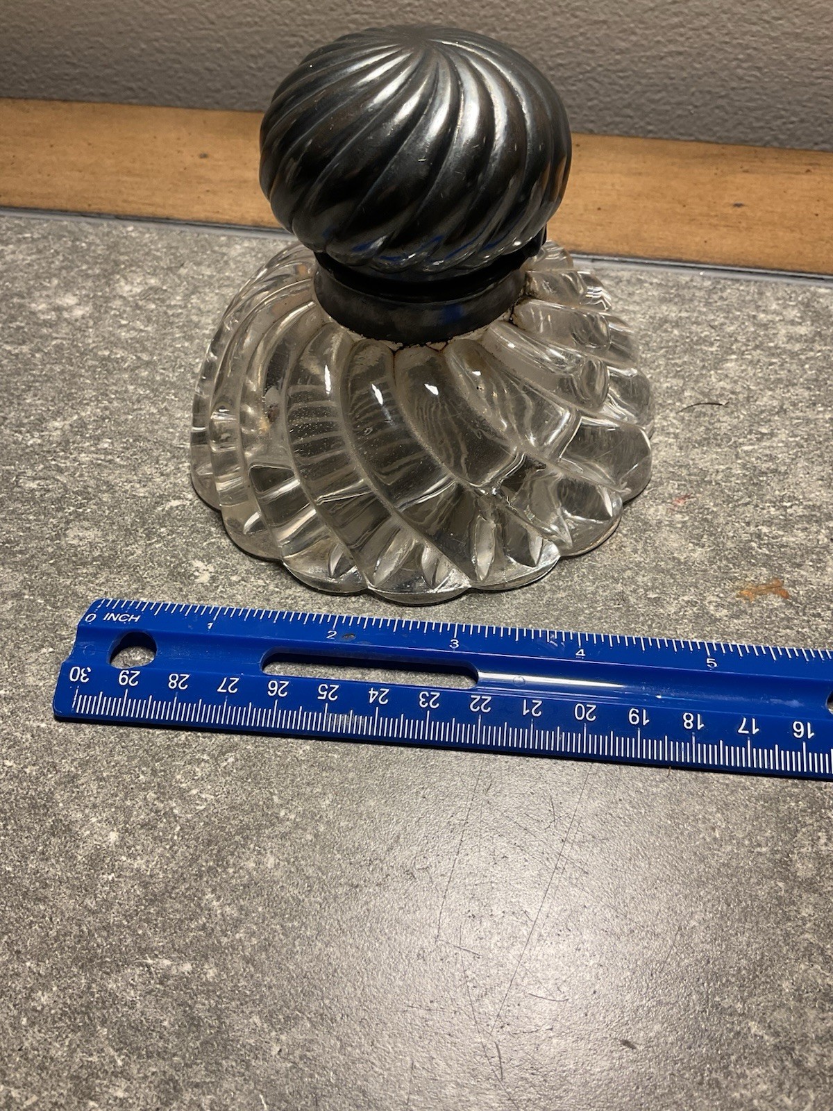 Antique Glass Inkwell Art Deco Swirled Top