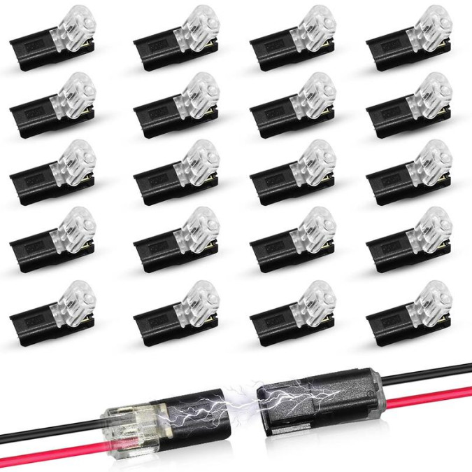 20/50 pcs Double-Wire Plug-in Connector 2 Pin Led Light Strip Connectors