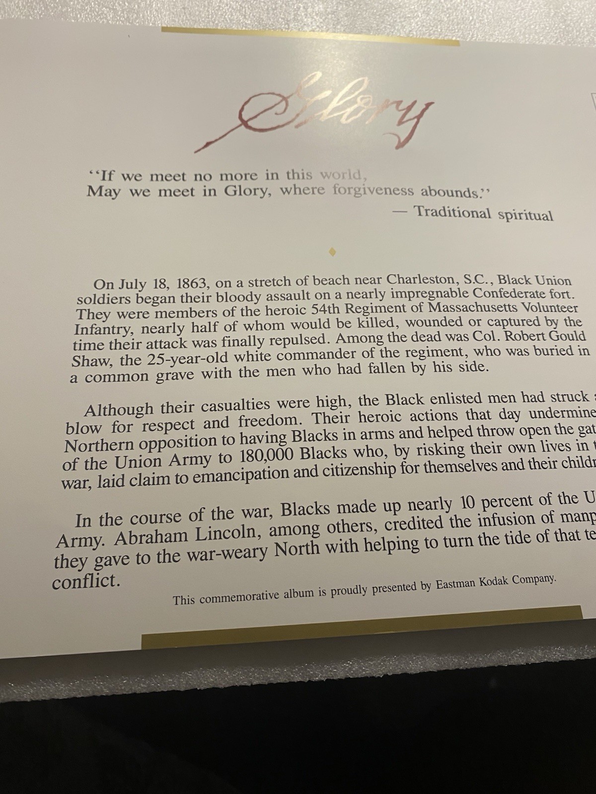 Rare GLORY Movie Promotional Book Photos w/ Denzel Washington Mathew Brodderick