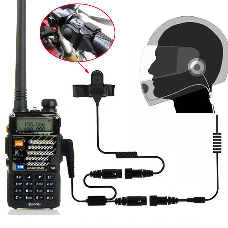 2 PIN Full Face Helmet Motorcycle Race Headset For Baofeng Kenwood Walkie Talkie