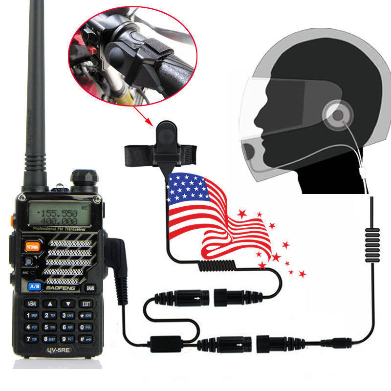 2 PIN Full Face Helmet Motorcycle Race Headset For Baofeng Kenwood Walkie Talkie